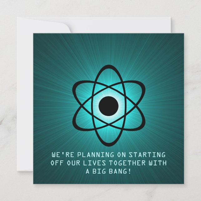 Atomic Save the Date Invite, Teal (Front)