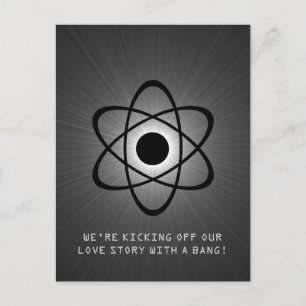 Atomic Save the Date Postcard, Grey Announcement Postcard