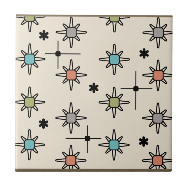 Atomic Sky Starbursts Multicolored Tile (Front)