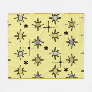 Atomic Sky Starbursts Yellow Grey Fleece Blanket