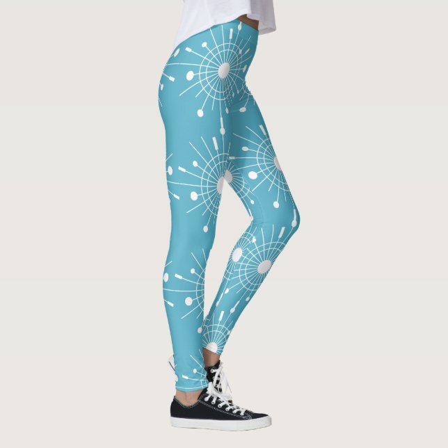 Atomic Snowflake Christmas MidCentury Modern MCM Leggings (Right)