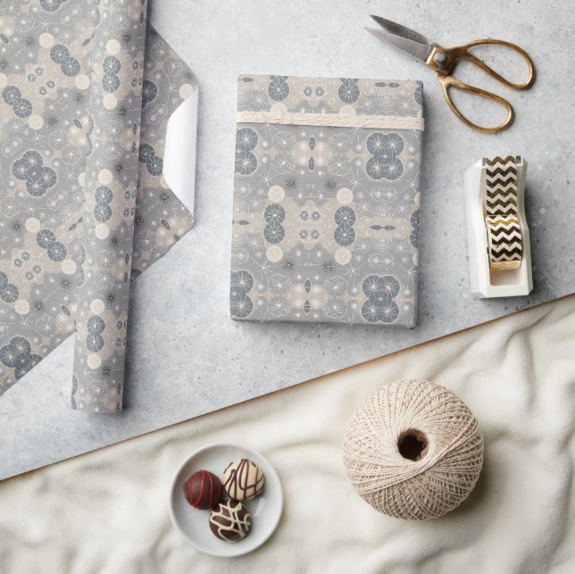Atomic Snowflake Pattern Midcentury Winter Charm Wrapping Paper (Crafts)