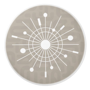 Atomic Snowflake Starburst Sputnik MCM Ceramic Kno Knob