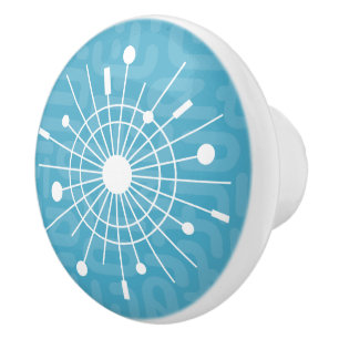 Atomic Snowflake Starburst Sputnik MCM midcentury Ceramic Knob