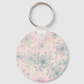 Atomic Snowflakes Retro Pink Keychain