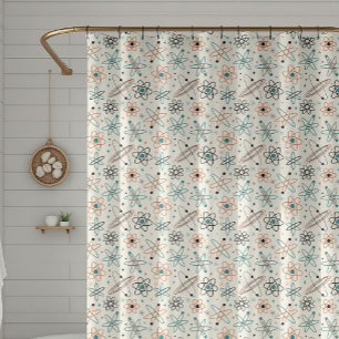 Atomic Space Retro Starburst Mid Century Pattern Shower Curtain