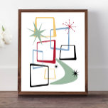 Atomic Squares Stars and Boomerang Mid Century Poster<br><div class="desc">Add that splash of fun and colour to your wall with this fabulous atomic era mid century modern poster! This design features abstract squares,  starbursts,  and a boomerang in the colours of red,  green,  blue,  yellow,  and black... so funky!</div>