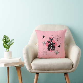 Atomic Star Burst Modern Mid Century Cats Cushion