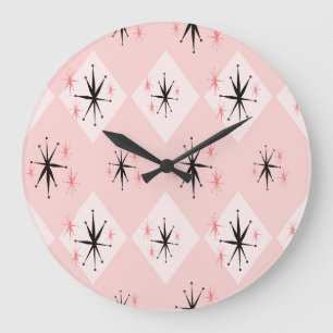 Atomic starburst: 1960s inspired pattern. large clock
