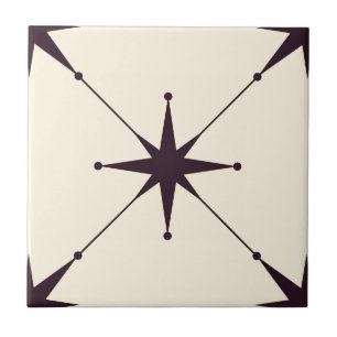 Atomic Starburst Mid Century Modern black Tile
