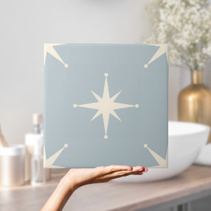 Atomic Starburst Mid Century Modern blue Tile