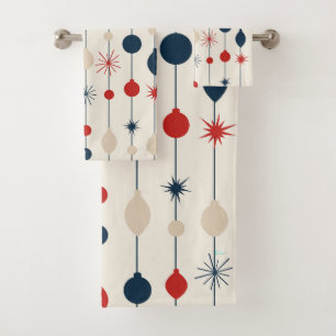 Atomic Starburst Mid Century Modern Christmas Bath Towel Set