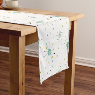 Atomic Starburst Mid Century Modern Pattern Short Table Runner
