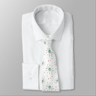 Atomic Starburst Pattern Retro Mid Century Modern Tie