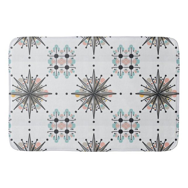 Atomic Starburst Retro Mid Century Modern Bath Mat (Front)