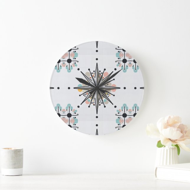 Atomic Starburst Retro Mid Century Modern Large Clock (Home)