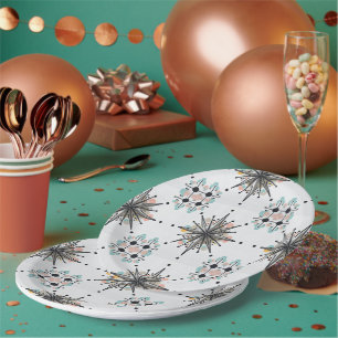 Atomic Starburst Retro Mid Century Modern Paper Plate
