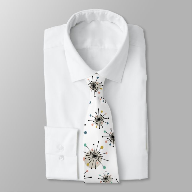 Atomic Starburst Retro Mid Century Modern Tie (Tied)