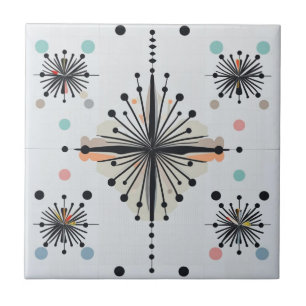 Atomic Starburst Retro Mid Century Modern Tile