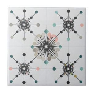 Atomic Starburst Retro Mid Century Modern Tile