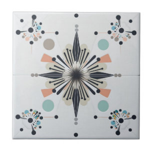 Atomic Starburst Retro Mid Century Modern Tile