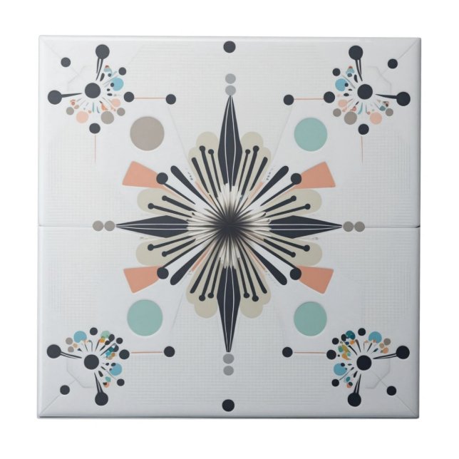 Atomic Starburst Retro Mid Century Modern Tile (Front)