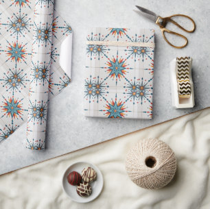 Atomic Starburst Retro Mid Century Modern Wrapping Paper