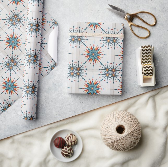 Atomic Starburst Retro Mid Century Modern Wrapping Paper (Crafts)