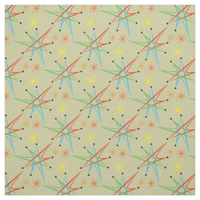 Atomic Starburst Retro Multicolored Pattern Fabric (Swatch)