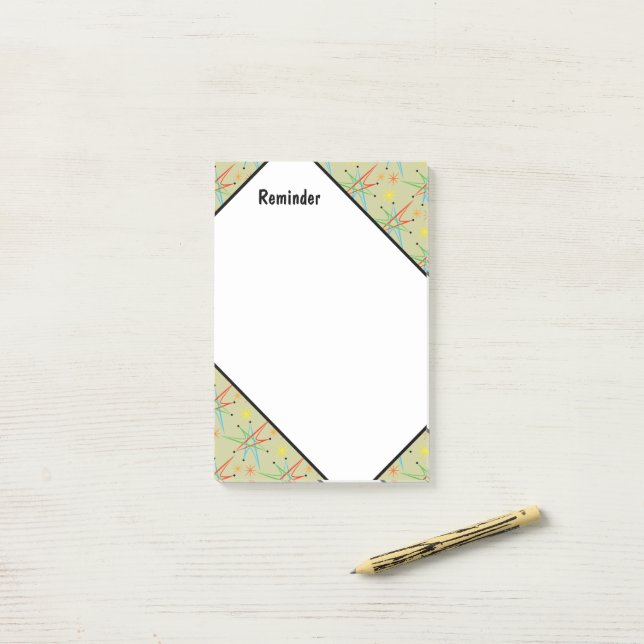 Atomic Starburst Retro Multicolored Pattern Post-it Notes (On Desk)