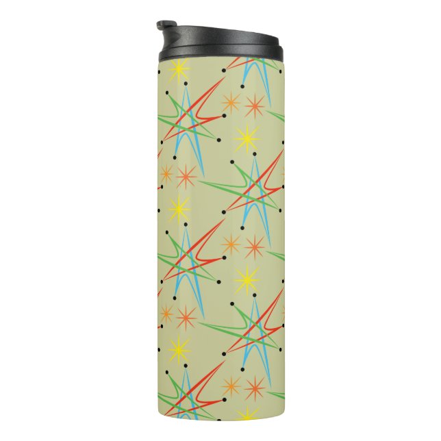Atomic Starburst Retro Multicolored Pattern Thermal Tumbler (Rotated Right)
