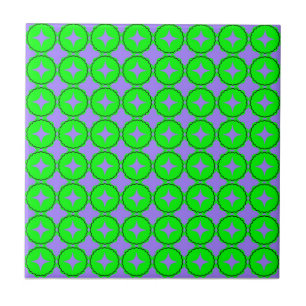 Atomic Starburst Sparkle Retro Neon Green Pattern Tile
