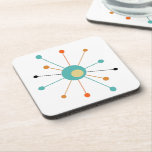 Atomic Starburst Teal Blue Orange Mid Century Coaster<br><div class="desc">This colourful mid century modern coaster set features an atomic starburst in teal blue,  two shades of orange,  and black. This will add a pop of colour to your coffee table!</div>