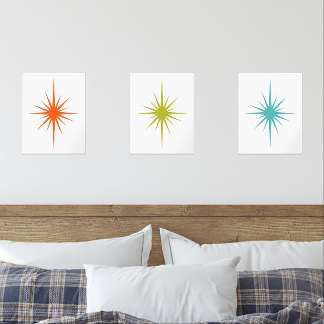 Atomic Starburst Turquoise Orange Green Midcentury (Bedroom)