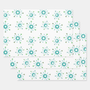 Atomic Starbursts Colourful Turquoise Wrapping Paper Sheet