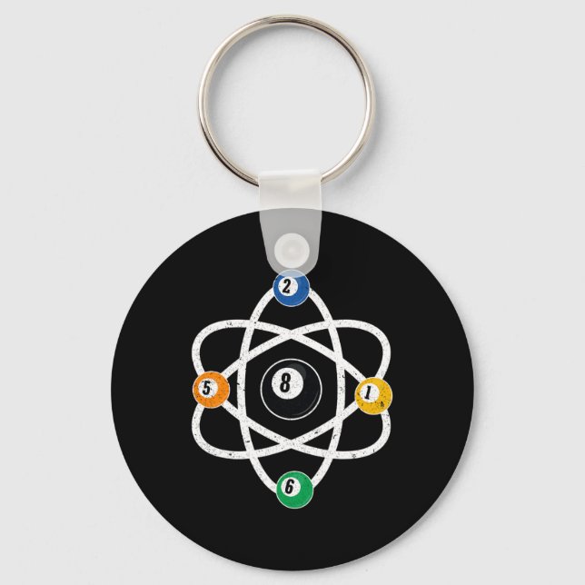 Atomic Structure Billiards Men Funny 8 Ball Pool  Key Ring (Front)