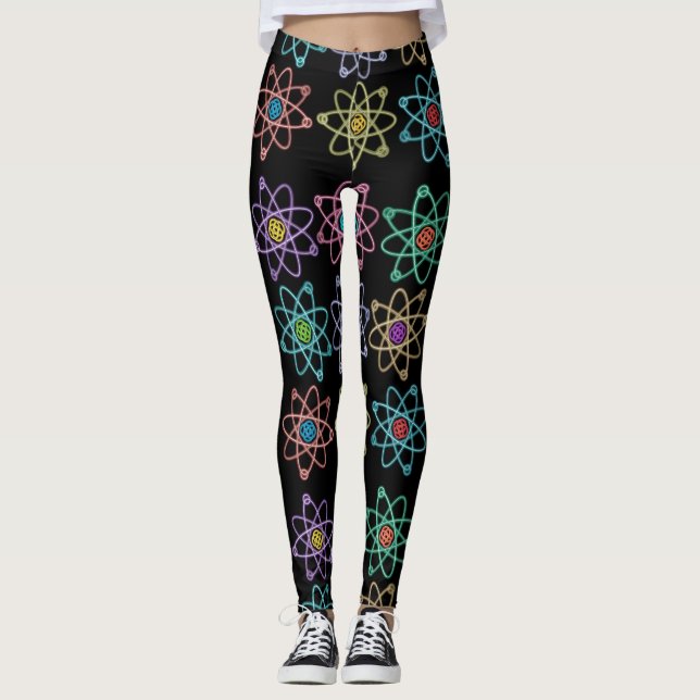 Atomic Structure Pattern Cool Science Leggings (Front)