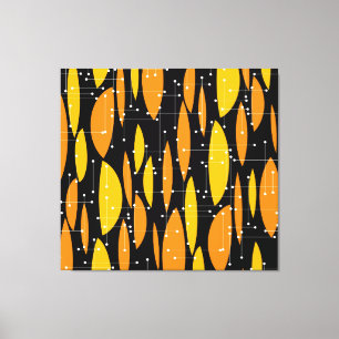 Atomic style, black orange geometric pattern. canvas print