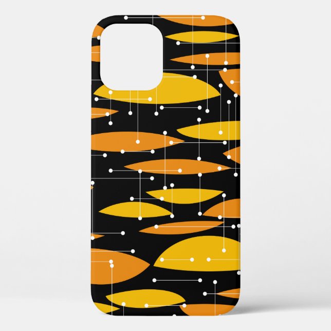 Atomic style, black orange geometric pattern. Case-Mate iPhone case (Back)