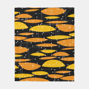 Atomic style, black orange geometric pattern. fleece blanket