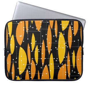 Atomic style, black orange geometric pattern. laptop sleeve