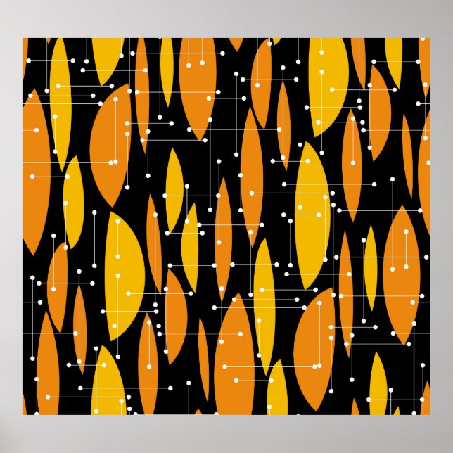 Atomic style, black orange geometric pattern. poster (Front)