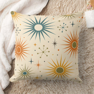 Atomic Sunburst Mid-Century Modern Throw Pillow