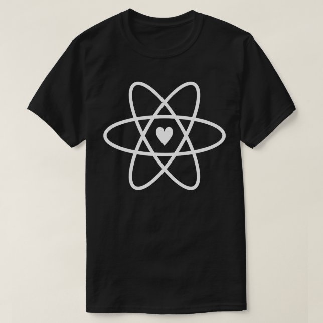 Atomic Symbol w Heart Core, Rutherford Atom, Nucle T-Shirt (Design Front)