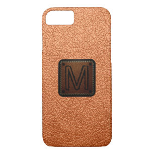 Atomic tangerine Leather Look Monogram Case-Mate iPhone Case