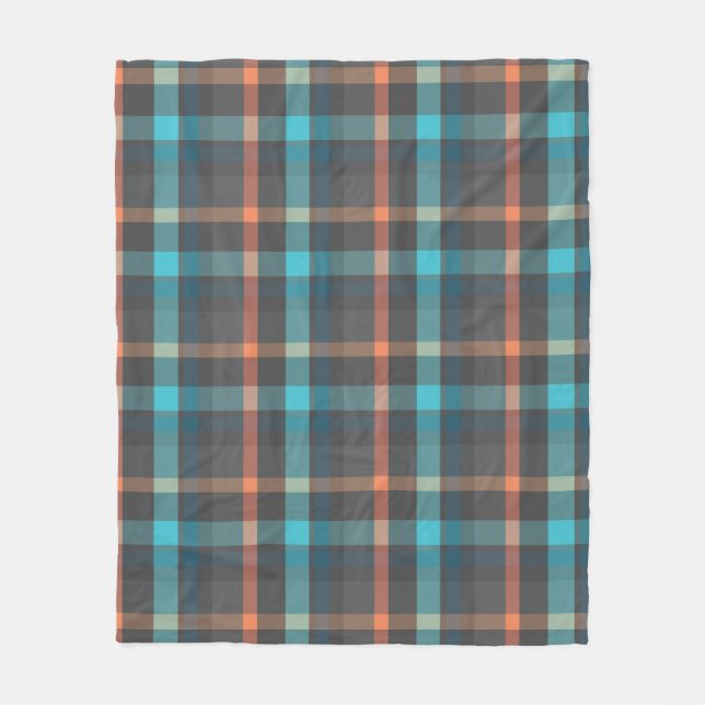 Atomic Tangerine Plaid Fleece Blanket (Front)