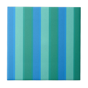 Atomic Teal & Turquoise Stripes Ceramic Tile