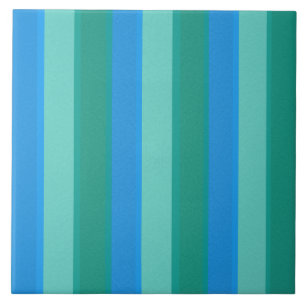 Atomic Teal & Turquoise Stripes Ceramic Tile