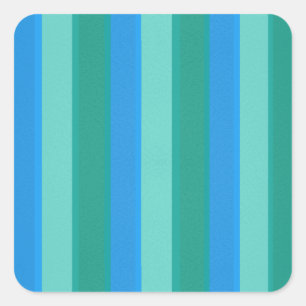 Atomic Teal & Turquoise Stripes Square Stickers