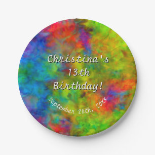 [Atomic Tie-Dye] Psychedelic Rainbow Colours Paper Plate